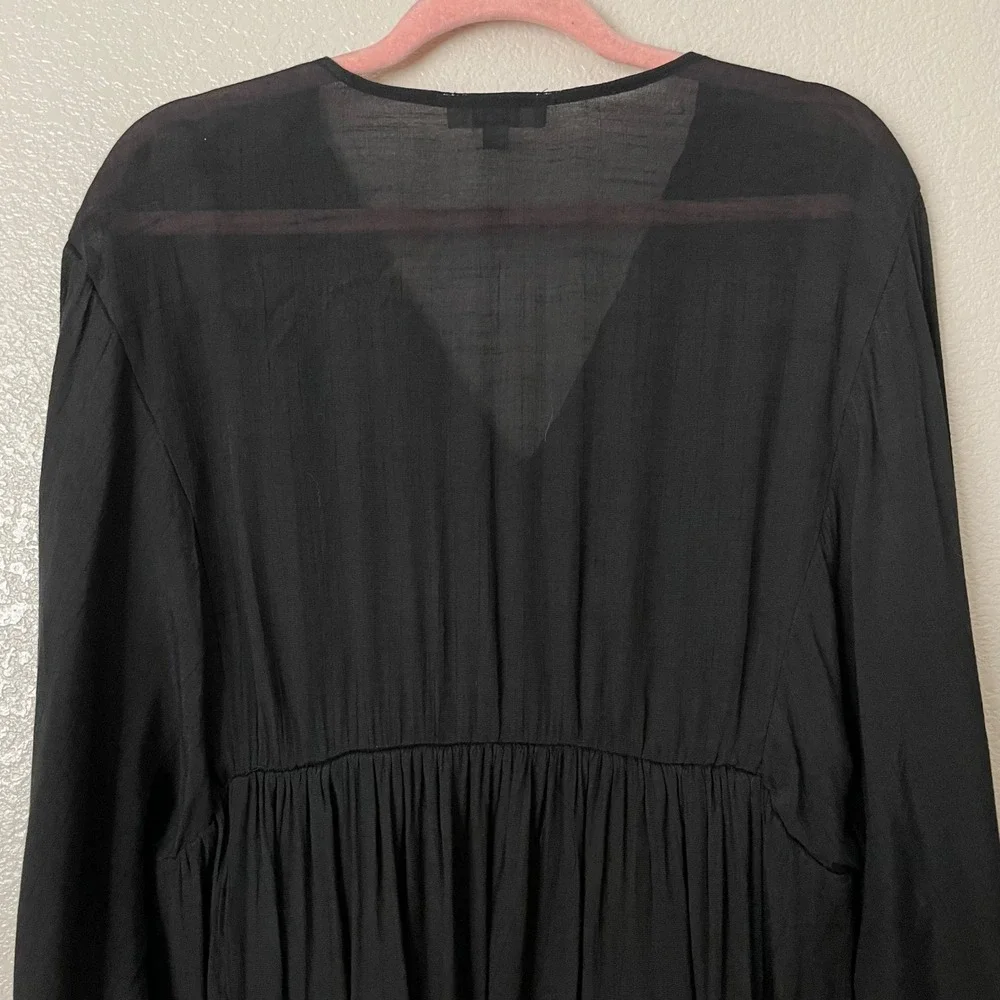 Umgee Top Womens 1XL Black Floral Embroidered Babydoll Blouse Boho Cottagecore - Picture 8 of 12